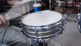 Video thumbnail for 1920s Ludwig 4x14 Dance Model Nickel Over Brass Snare Drum by Hawthorne Drum Shop