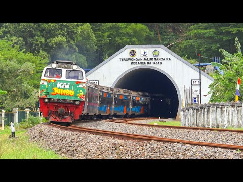 KERETA API PANJANG‼️ MENEMUKAN 31 KERETA API NGEBUT DI TEROWONGAN JEMBATAN DAN PERLINTASAN