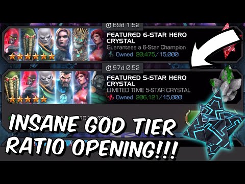 20x 5 Star & 2x 6 Star Crystal Opening! - INSANE GOD TIER RATIO!?! - Marvel Contest of Champions