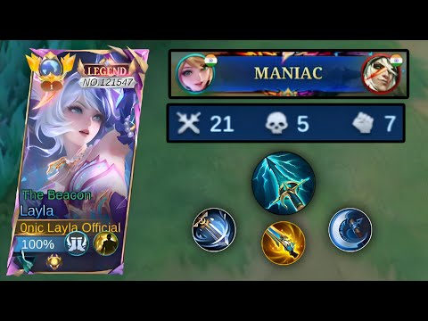 MANIAC!! LAYLA SOLO HIGH RANK MATCH NEW BROKEN DAMAGE BUILD! - MLBB