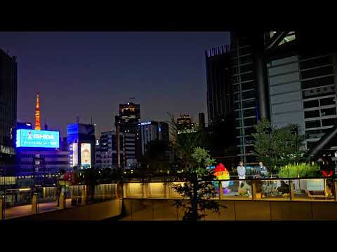 [Cenário] Vista noturna em frente à Torre de Televisão Nippon (sede do Shiodome)
