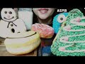 ASMR DUNKIN DONUT Christmas Donut Smiley Donut Cookie Monster Donut
