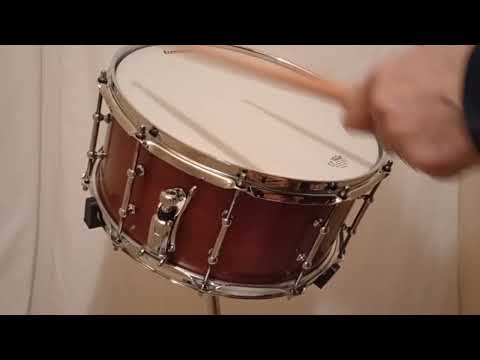 LUDWIG UNIVERSAL (CUSTOM W/ MUFFLER) MAHOGANY VIDEO LINK 6.5X14 MAPLE RINGS  - SATIN FINISH - FREE SHIP TO C-USA! image 8