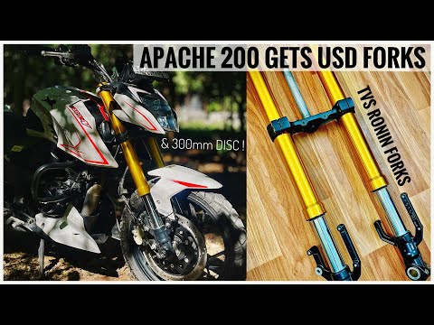 USD Forks installed in RTR 200 4V | TVS Ronin Forks In Apache 200 | Apache 200 USD forks Installed