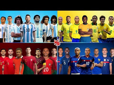 LEGENDARY BATTLE 🔥 Brazil vs Argentina vs Portugal vs France LEGENDS - Ronaldo Messi Pele Maradona💪