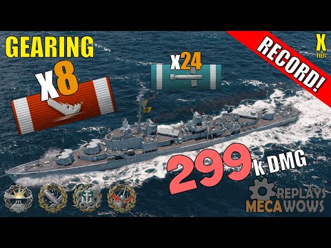 Gearing 8 Kills & 299k Damage | World of Warships Gameplay