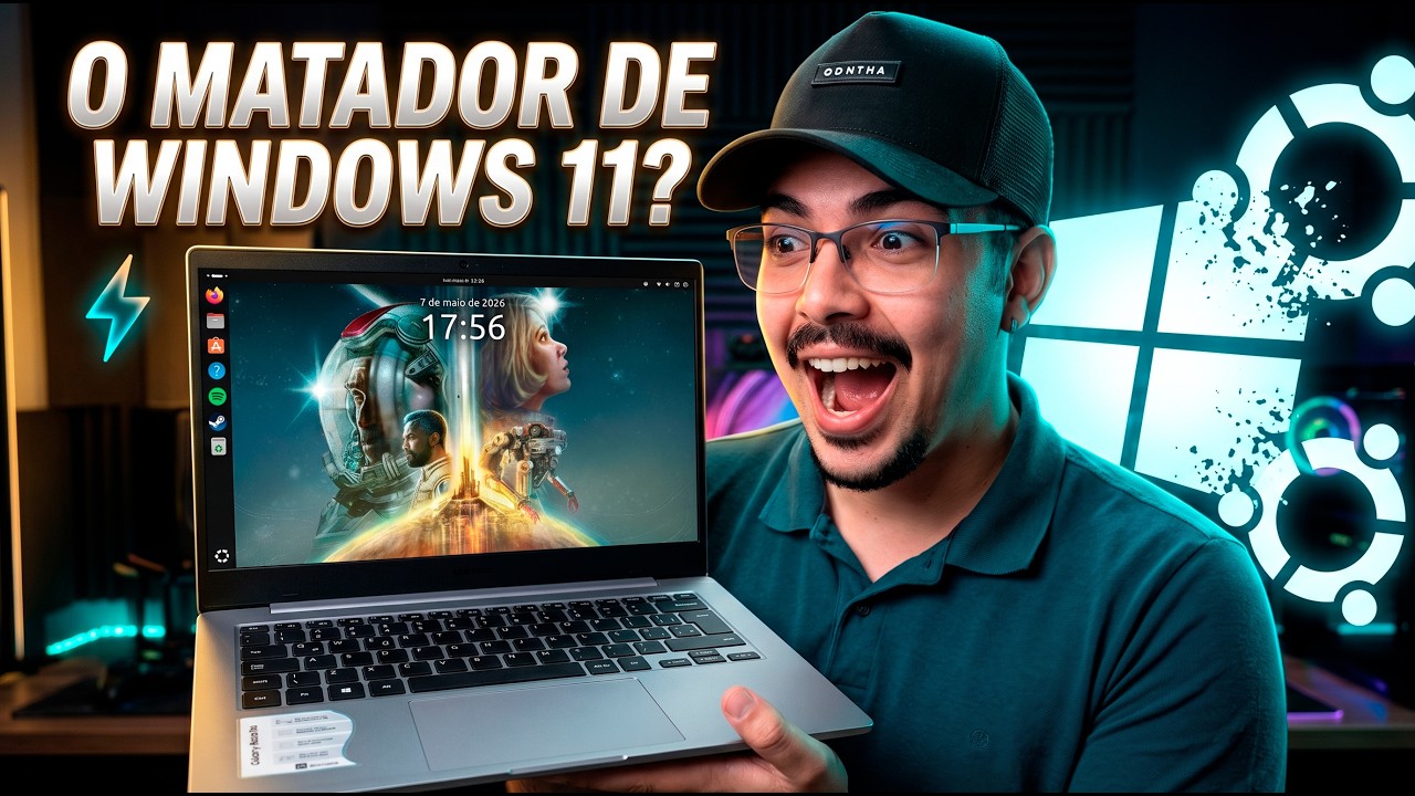 DESTRUIU O WINDOWS 11? 😱 O Novo UBUNTU 26.04 é um MONSTRO de Leveza (1.3GB RAM)