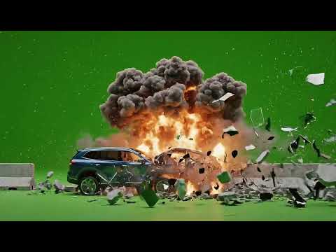 Cinematic Green Screen Car Crash Explosion – Epic Fire VFX Element