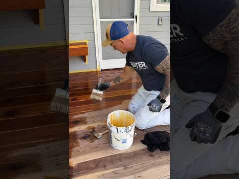 Applying Expert Stain & Seal. #redwoo #decks #tips