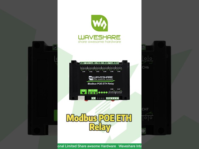 Vídeo relacionado con Waveshare 8-Ch Ethernet Relay Module, Modbus RTU/Modbus TCP Protocol, PoE Port Communication, with Various Isolation and Protection Circuits, Industrial Grade Rail-Mount Case