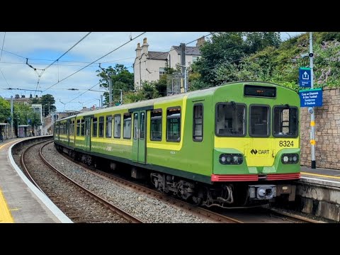 Irish Rail 8300 class Dart Train 8324 arrives and Departs Sandycove Station, Co Dublin.