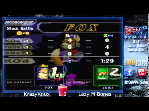 [FFTF1] KrazyKnux(Fox) vs Lazy M Bones(Luigi) - Melee Singles Bracket Round 1