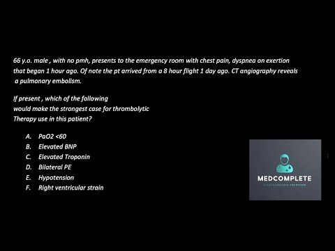 Pulmonary embolism Question: MEDICAL BOARD REVIEW (USMLE , COMLEX , ABIM, MEDCOMPLETE)