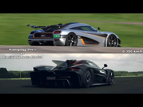 Koenigsegg One:1 Vs Jesko Absolut 0-300 km/h Acceleration Comparison 