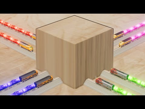 Trains Vs Impossible Giant Wall Boulder Vs Intersecting Rail Tracks - BeamNG.Drive