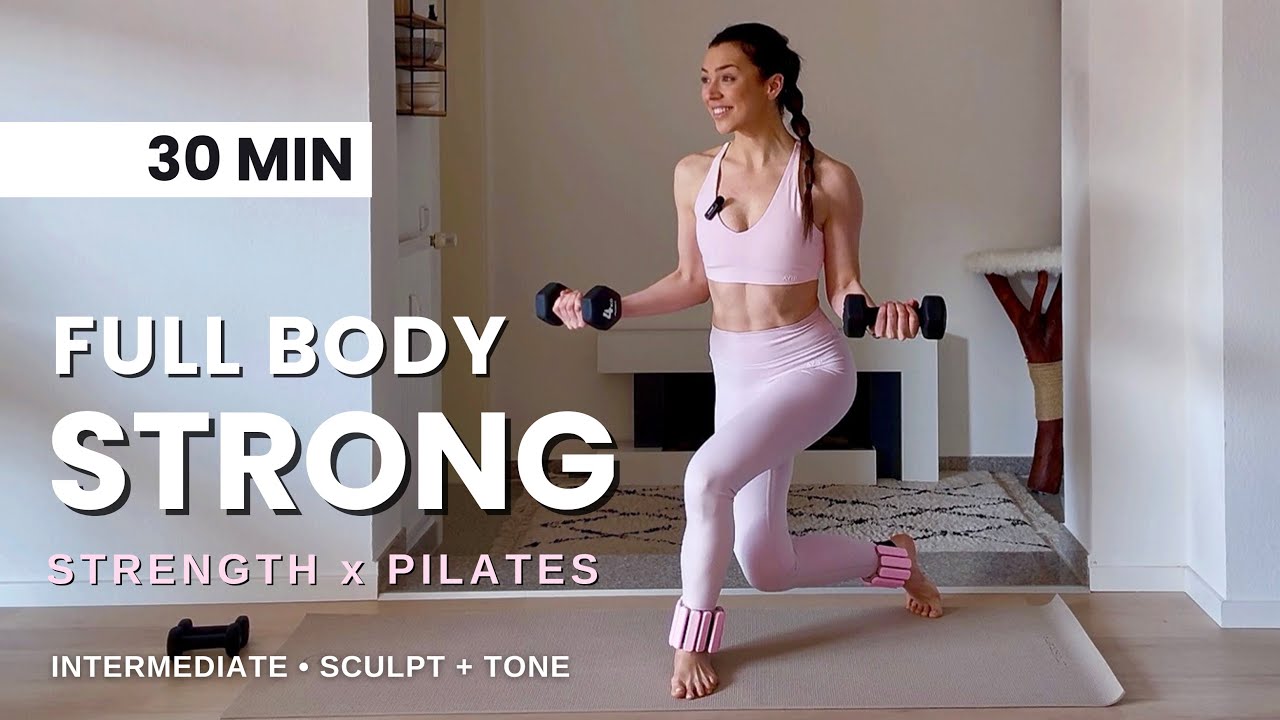 30 MIN FULL BODY POWER STRENGTH x PILATES WORKOUT | Tone & Sculpt with Dumbbells (Intermediate)