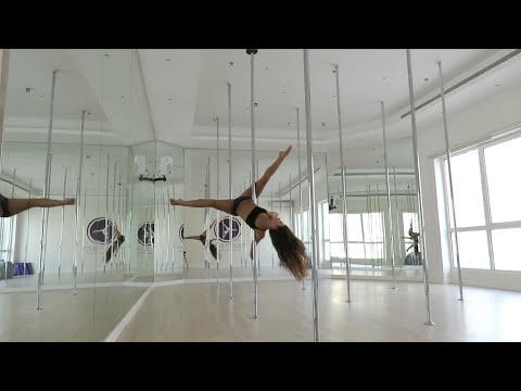 How is she holding on? Beautiful pole spin to James Morrison