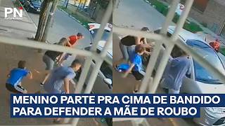 Menino reage com coragem e enfrenta assaltante em defesa da mãe