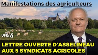 La lettre d'Asselineau aux 5 syndicats agricoles français
