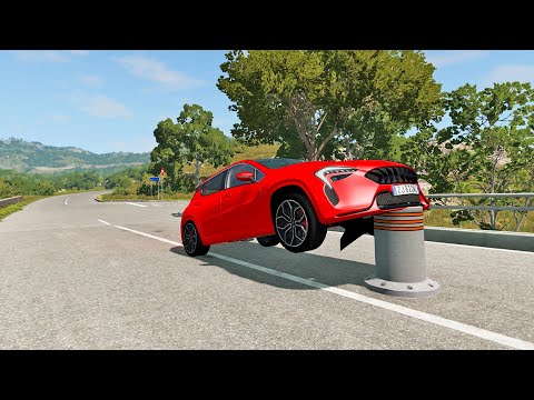 Cars vs Bollards, Massive Speed Bumps – BeamNG.Drive | BeamNG Nation #3