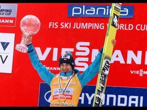 Dekoracja PŚ 2013/2014 w Planicy - Kamil Stoch KRYSZTAŁOWA KULA!