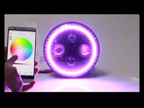 APP controlled smart RGB color changing halo LED headlights