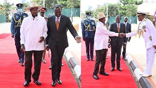 SEE HOW PRESIDENT YOWERI MUSEVENI WAS RECEIVED BY PRESIDENT RUTO AT THE STATE HOUSE, NAIROBI.