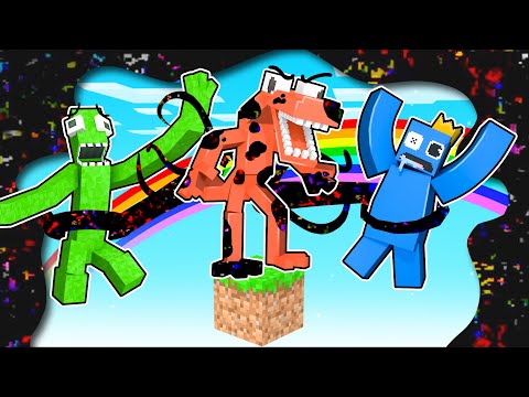 Slime Block - One Block SKYBLOCK with GLITCH ORANGE Rainbow Friends in Minecraft!