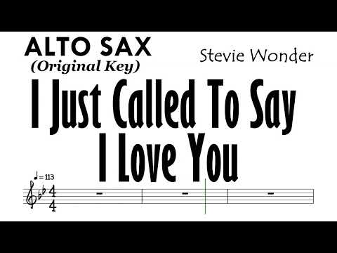 I Just Called To Say I Love You Alto Sax Original Key Sheet Music Backing Track Partitura Stevie Won