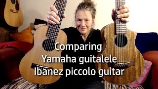 Video thumbnail for Comparing Yamaha guitalele (nylon) / Ibanez piccolo travel guitar (steel) - MORE INFO in DESCRIPTION by Liseth Horsten Music