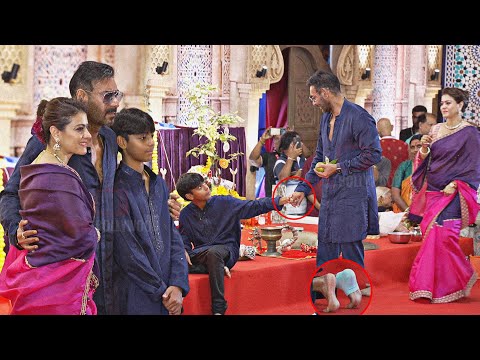 Ajay Devgn with Wife Kajol and Son Yug arrives at North Bombay Durga Puja 2024 | Family Cute Moment