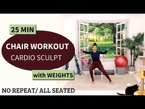 25 MIN SEATED CHAIR WORKOUT FOR WEIGHT LOSS with WEIGHTS / ALL SEATED / JOINT FRIENDLY / NO REPEAT!