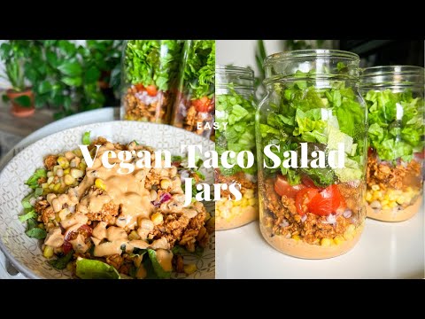 DELICIOUS Taco Salad Jars - Vegan Meal Prep 🌮