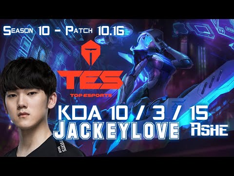 TES Jackeylove ASHE vs Gen Ruler CAITLYN ADC - Patch 10.16 KR Ranked