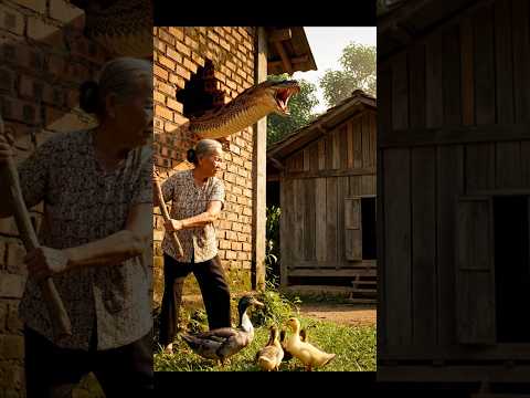Suddenly, a vandal appears and the grandmother steps forward! 👵🐍🐥 #animals #shorts