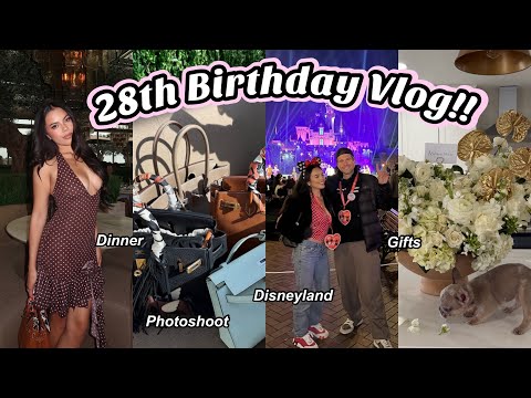 HUGE 28th BIRTHDAY VLOG! 🎉🎂🥳 Disneyland, Opening Gifts, Photoshoot & Puppy!!