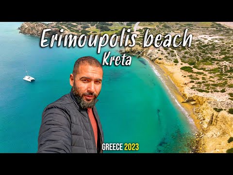Crete Greece, The beach of beach lovers, Erimoupolis beach, Kreta 2023