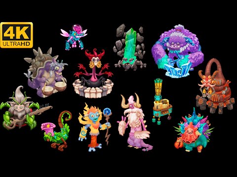 Starhenge - All Monster Sounds and Animations (My Singing Monsters: Dawn of Fire) 4k
