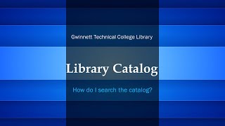 Library Catalog Tutorial