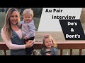 Au Pair Interview Do's & Don't