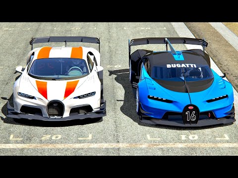Bugatti Chiron GTR vs Bugatti Vision GT - Drag Race 20 KM