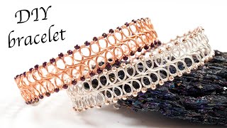 Intertwining loops wirework bracelet tutorial