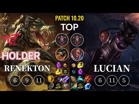 RW Holder Renekton vs Lucian Top - KR Patch 10.20