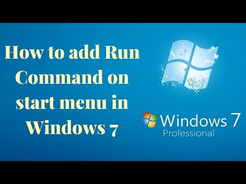 How to add Run Command on start menu in Windows 7 Video