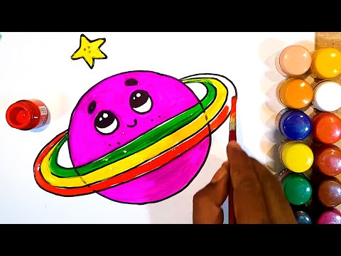 How to draw cute saturn step by step for kids