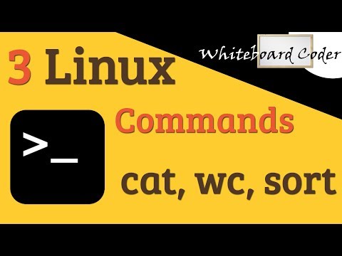 3 linux commands: cat, wc, sort