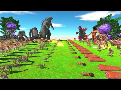Dinosaurs revolt battle with Godzilla 2014 + Troll + Werewolf VS Team Fire Dragon Groudon + Titan