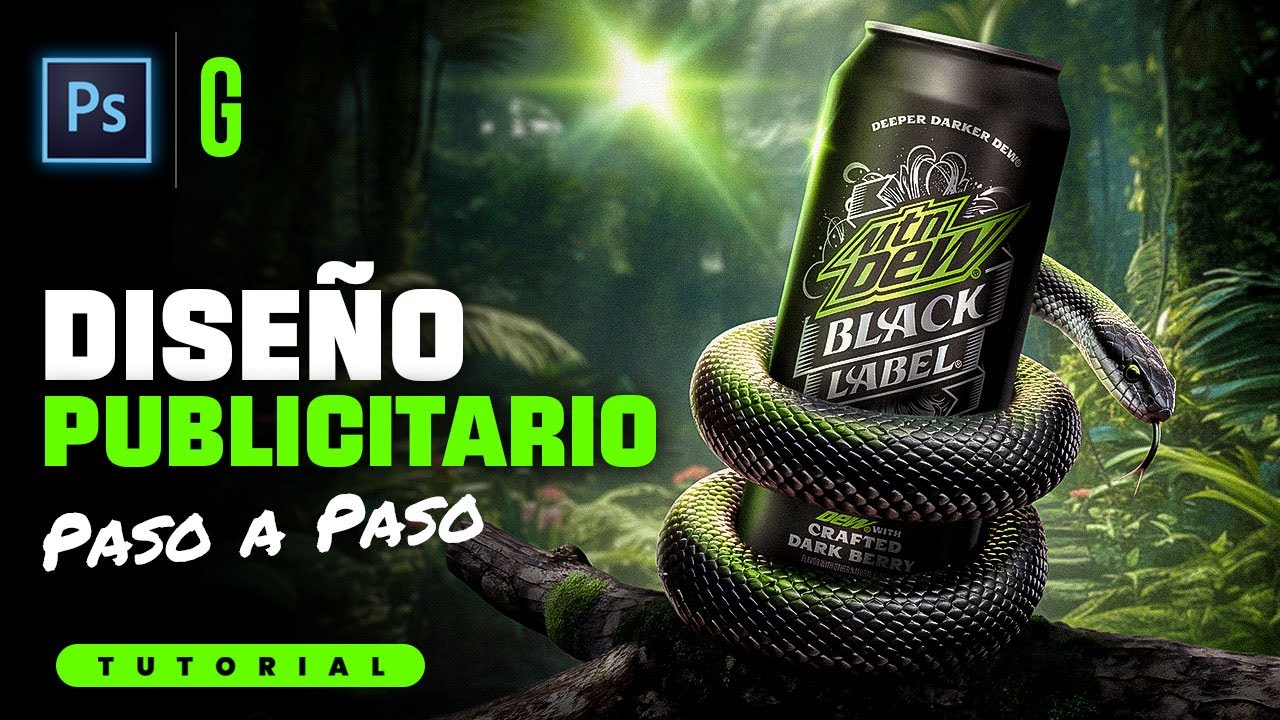 Photoshop Tutorial | Diseño Publicitario MTN Dew Paso a Paso | Advertising Design Full Tutorial