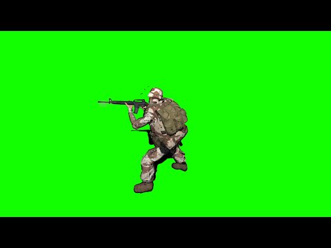 US soldier of Golf war with M16 fire standing (1) green screen