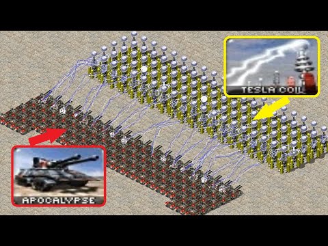 Apocalypse vs Tesla Coils - Same Cost Battle - Red Alert 2